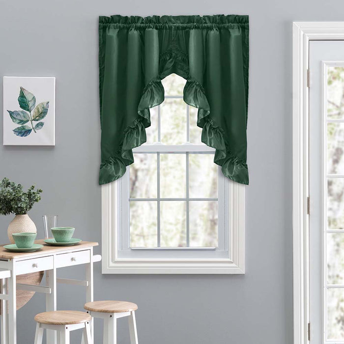 Ellis Stacey 1.5" Rod Pocket High Quality Fabric Solid Color Window Ruffled Swag 60"x38" Harvest