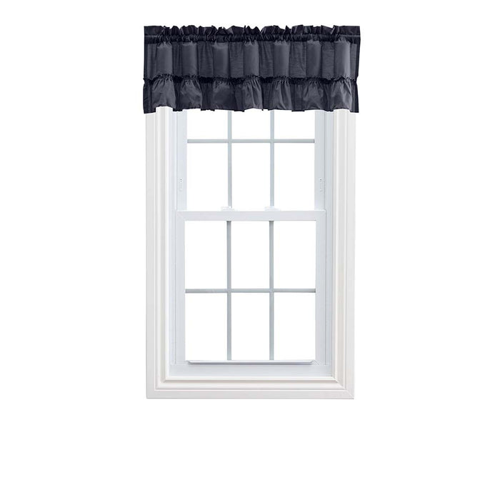 Ellis Stacey 1.5" Rod Pocket High Quality Fabric Solid Color Window Ruffled Filler Valance 54"x13" Navy