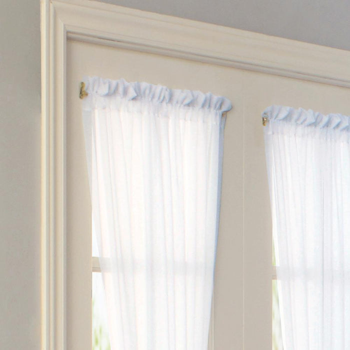 Thermavoile Rhapsody Lined Light Filtering Window Treatment for Doors Rod Pocket Curtain Door Panel 54" x 72" White