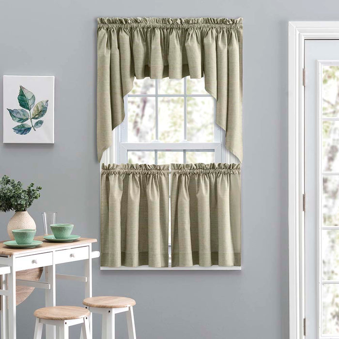 Ellis Lisa Solid Color Poly Cotton Duck Fabric 1.5" Rod Pocket for Simple Window Tailored Swag 56"x36" Mist