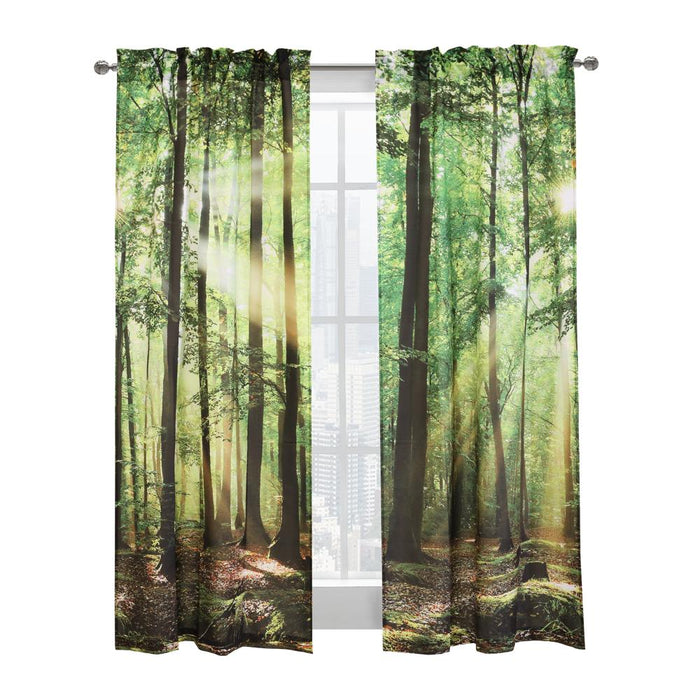 Habitat Photo Real Colorful Forest Pole Top Light Filtering Decorative Curtain Pair Each 38" x 84" Multicolor