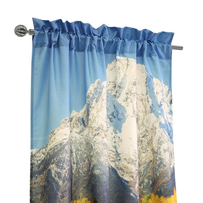Habitat Photo Real Mountains Light Filtering Printed Mountain Lake Scene Pole Top Curtain Pair Each 38" x 84" Multicolor
