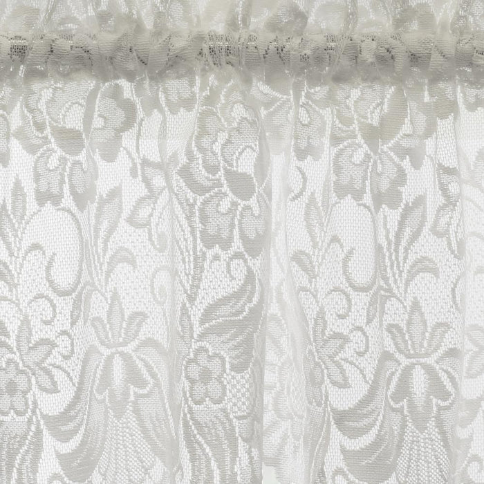 Habitat Limoges Sheer Rod Pocket Flat Valance Floral Lace Design Delicate Scalloped Bottom Hem 55" x 15" White