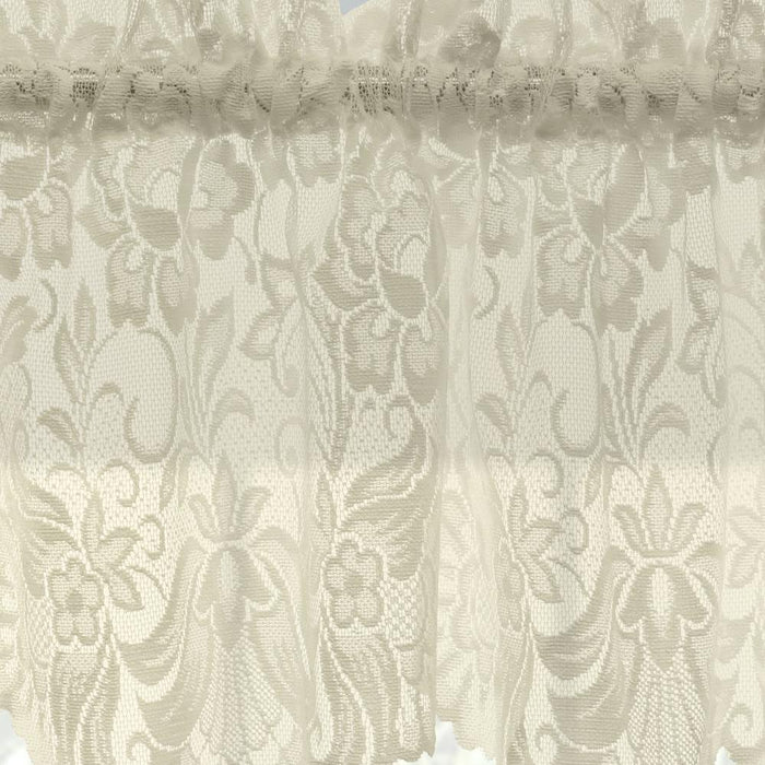 Habitat Limoges Sheer Rod Pocket Flat Valance Floral Lace Design Delicate Scalloped Bottom Hem 55" x 15" Ivory