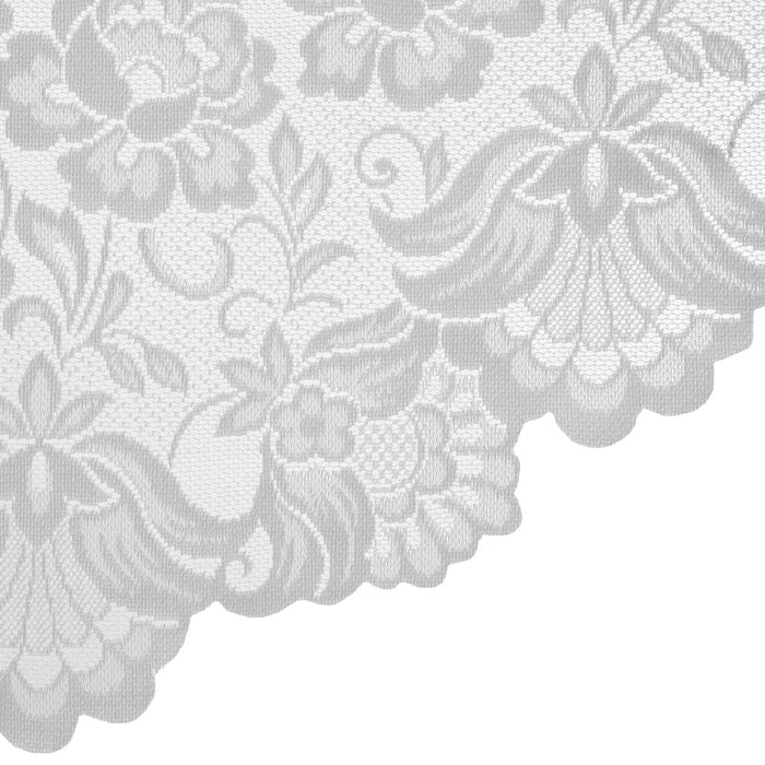 Habitat Limoges Sheer Rod Pocket Delicate Scalloped Bottom Hem Floral Lace Design Swag Valance Set 72" x 32" White