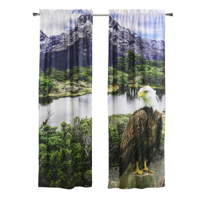 Habitat Photo Real American Bald Eagle Light Filtering Pole Top Curtain Panel Pair Each 37" x 84" Multicolor