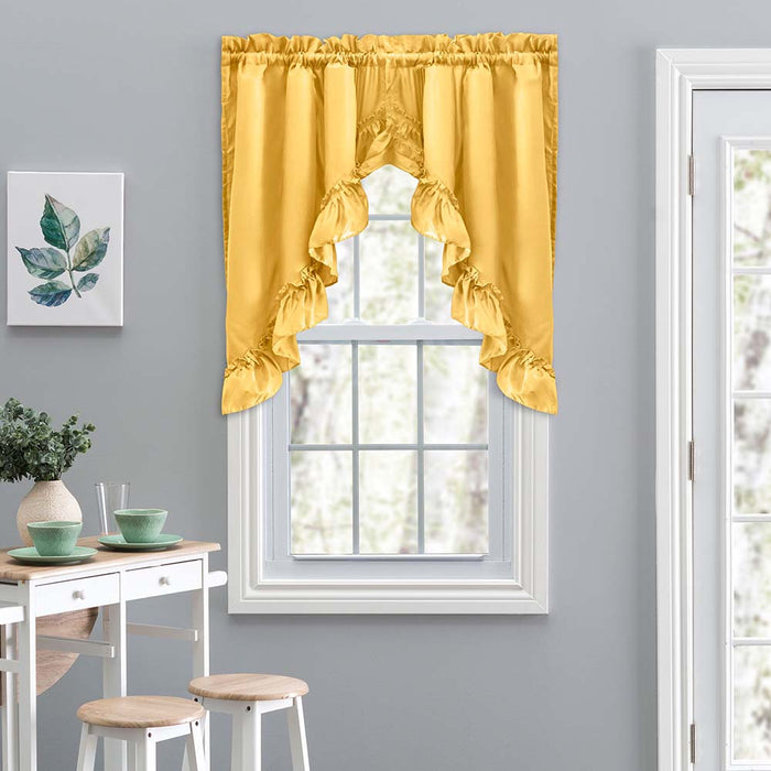 Ellis Stacey 1.5" Rod Pocket High Quality Fabric Solid Color Window Ruffled Swag 60"x38" Yellow