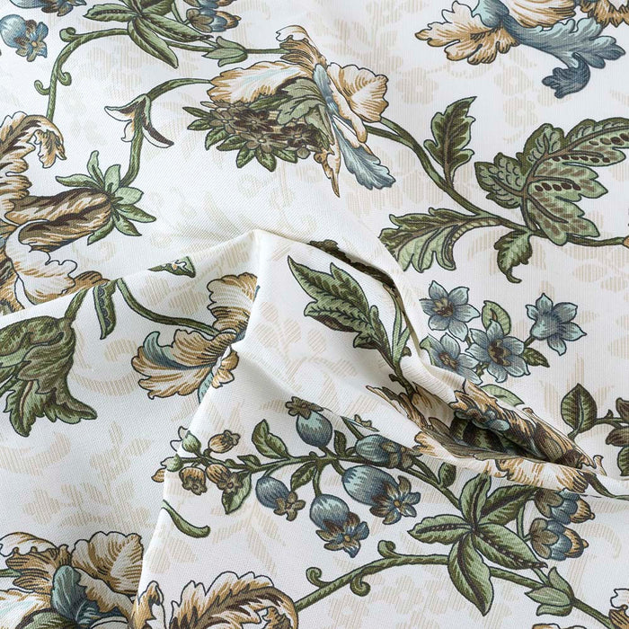 Ellis Curtain Madison Floral Design Printed Natural Ground 1.5" Rod Pocket Tailored Swag 56" x 36" Blue