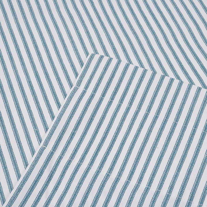 Ellis Curtain Plaza Classic Ticking Stripe Printed on Natural Ground 1.5" Rod Pocket Tailored Valance 58" x 15" Blue