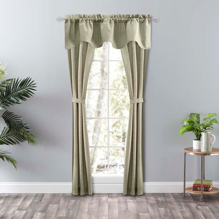 Ellis Curtain Lisa Solid Color Poly Cotton Duck Fabric Lined Scallop Valance 58" x 15" Mist