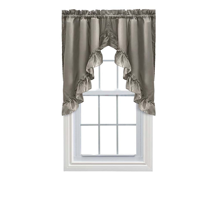 Ellis Stacey 1.5" Rod Pocket High Quality Fabric Solid Color Window Ruffled Swag 60"x38" Grey