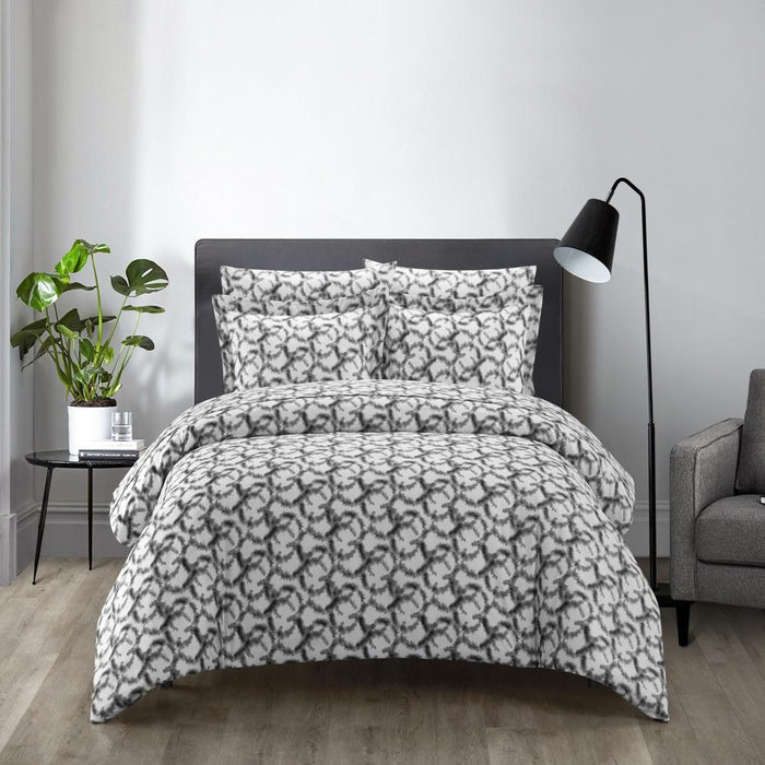 Chic Home Chrisley Duvet Cover Set Contemporary Watercolor Overlapping Rings Pattern Print Design Bed In A Bag Bedding - Sheets Pillowcases Pillow Sham Included - 5 Piece - Twin 68x90", Grey