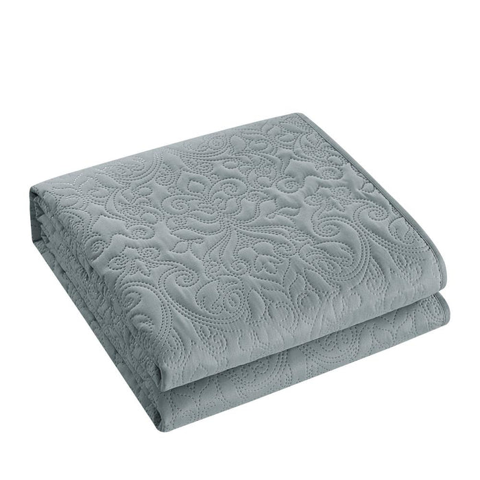 Chic Home Sachi Floral Scroll Pattern Design Bedding Quilt Set - Queen 90x90", Grey