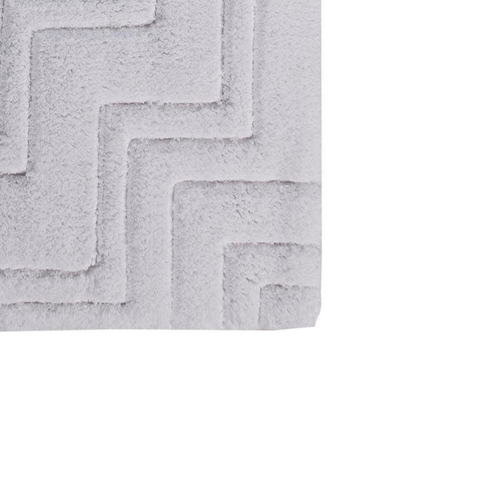 Zig Zag Pattern Cotton Non-Skid Back Bath Rug 24" x 40" White by Castle Hill London