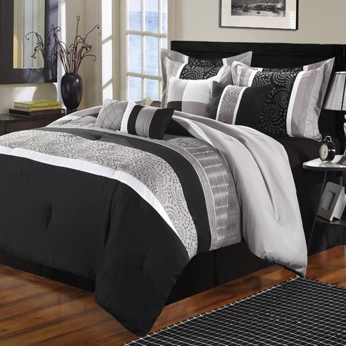 Chic Home Euphoria Bed In A Bag Comforter Set - 8-Piece - Queen 90x90", Black