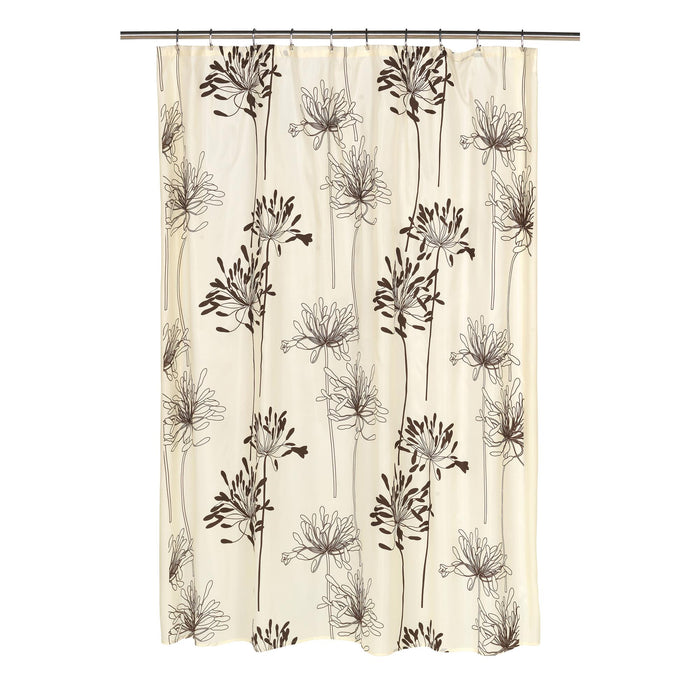 Carnation Home Fashions "Cologne 100-Percent Polyester Fabric 70 by 72-Inch Shower Curtain with Flocking, Standard, Ivory/Brown