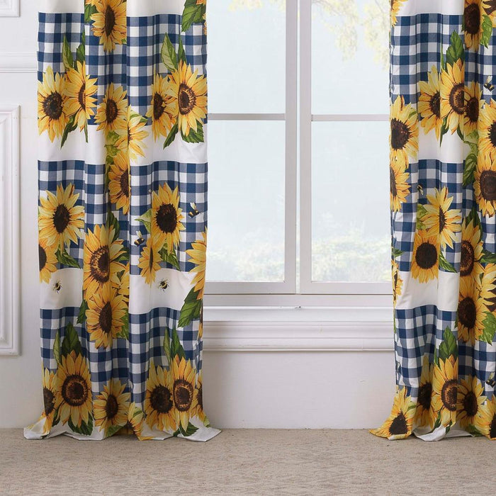 Greenland Home Fashions Barefoot Bungalow Sunflower Window Panel Pair - 42x84", Gold