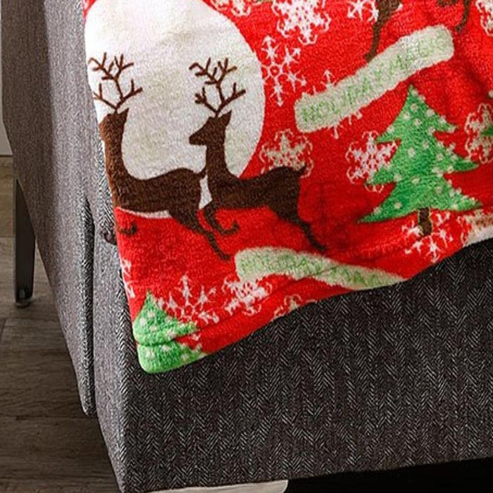 Plazatex Holiday Magic Micro plush Decorative All Season Multi Color 50" X 60" Throw Blanket