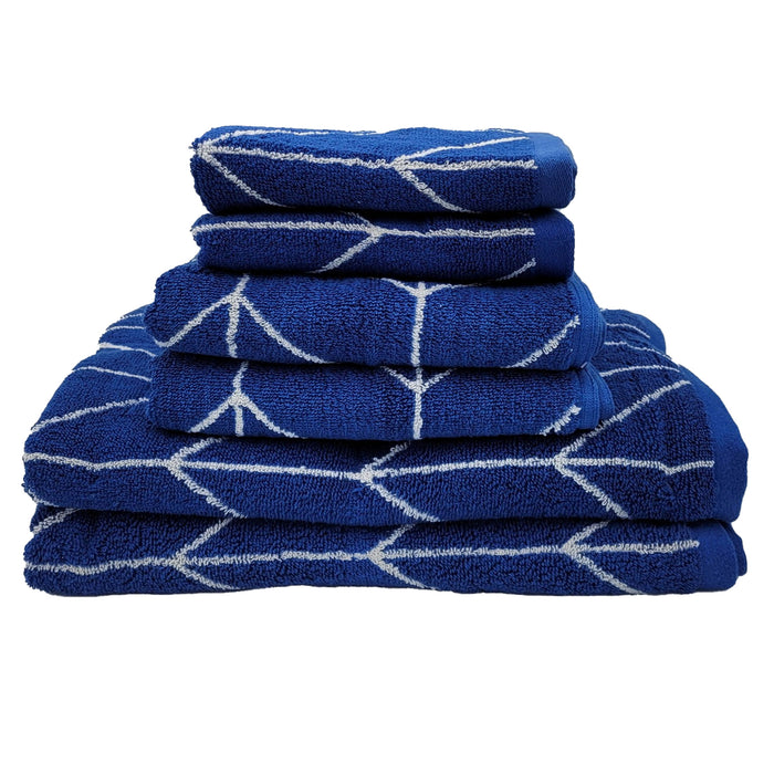 Knightsbridge Luxurious 6 Pieces Yarn Dyed Jacquard All Season Towel Set Blue