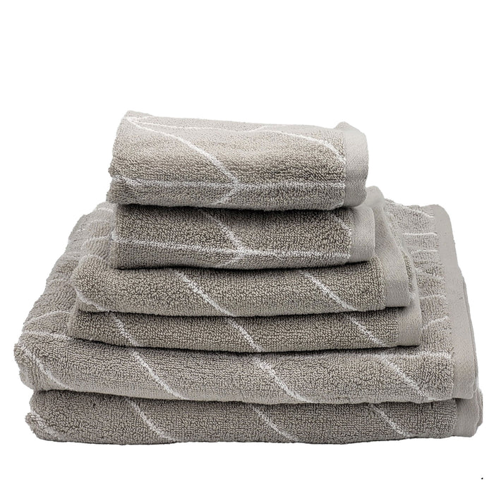 Knightsbridge Luxurious 6 Pieces Yarn Dyed Jacquard All Season Towel Set Silver