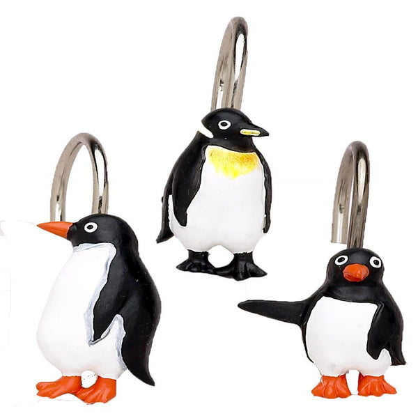 Carnation Home Fashions "Arctic Penguins" Resin Shower Curtain Hooks - Multi 1.5x1.5"