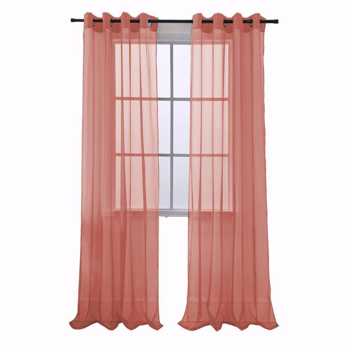 RT Designers Collection Cara One Sheer Grommet Light Filtering Curtain Panel 54" x 90" Coral