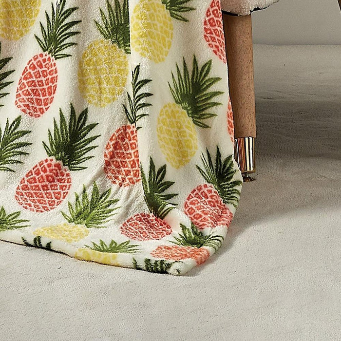 Natural Pineapple Micro Plush All Season Throw 50" x 70" Multicolor by Plazatex