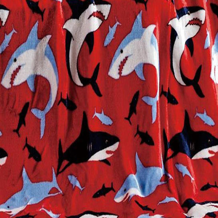 Plazatex Red Shark Micro plush Decorative All Season Red Color 50" X 60" Throw Blanket