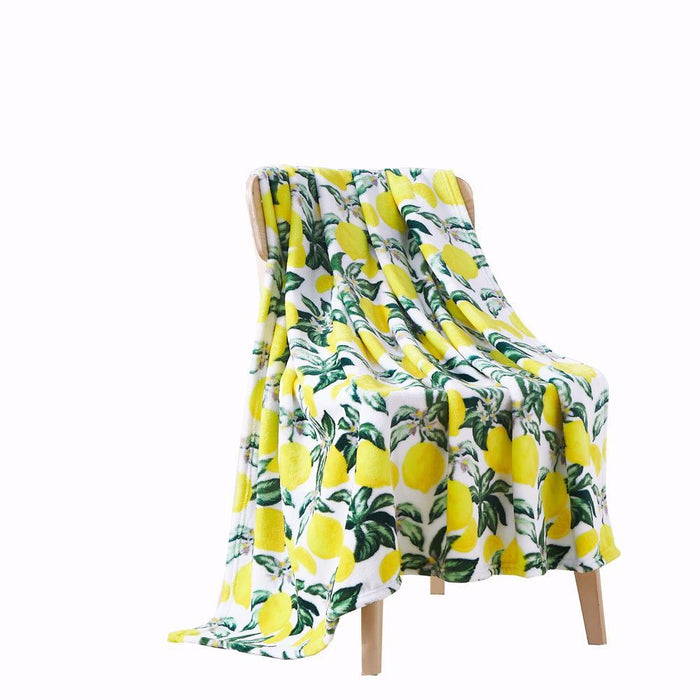 RT Designer's Collection Novelty Lemon Garden Printed Flannel Throw Blanket 50"x 60" Multicolor