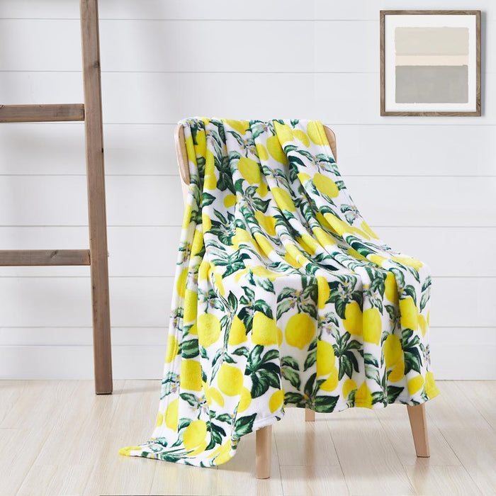 RT Designer's Collection Novelty Lemon Garden Printed Flannel Throw Blanket 50"x 60" Multicolor