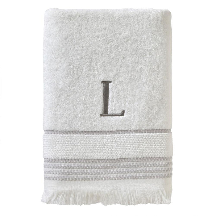 SKL Home By Saturday Knight Ltd Casual Monogram Bath Towel L - 28X54", White