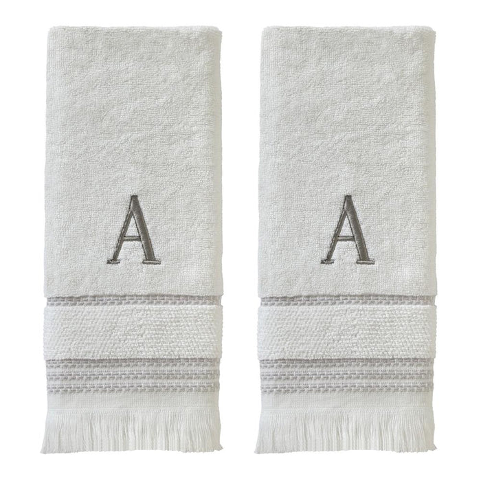 SKL Home By Saturday Knight Ltd Casual Monogram Hand Towel Set A - 2-Count - 16X26", White