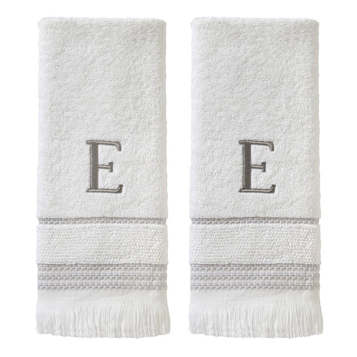 SKL Home By Saturday Knight Ltd Casual Monogram Hand Towel Set E - 2-Count - 16X26", White