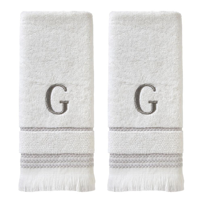SKL Home By Saturday Knight Ltd Casual Monogram Hand Towel Set G - 2-Count - 16X26", White