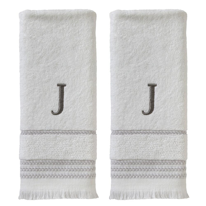 SKL Home By Saturday Knight Ltd Casual Monogram Hand Towel Set J - 2-Count - 16X26", White
