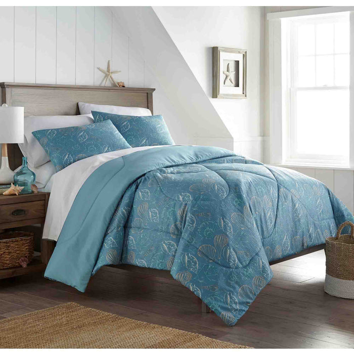 Seersucker Comforter Set, King, Sea Shells - King,Sea Shells