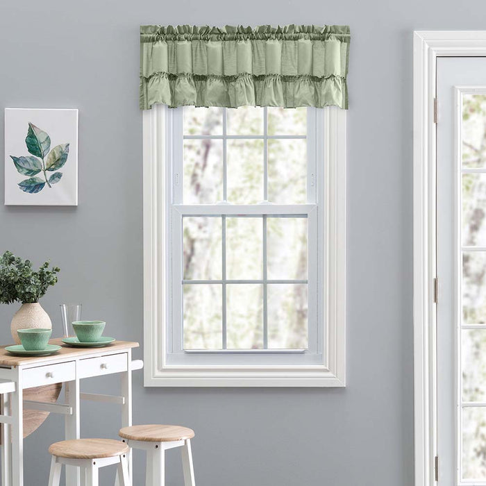 Ellis Stacey 1.5" Rod Pocket High Quality Fabric Solid Color Window Ruffled Filler Valance 54"x13" Sage