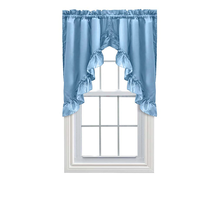 Ellis Stacey 1.5" Rod Pocket High Quality Fabric Solid Color Window Ruffled Swag 60"x38" Slate