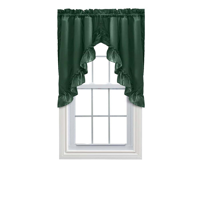 Ellis Stacey 1.5" Rod Pocket High Quality Fabric Solid Color Window Ruffled Swag 60"x38" Harvest