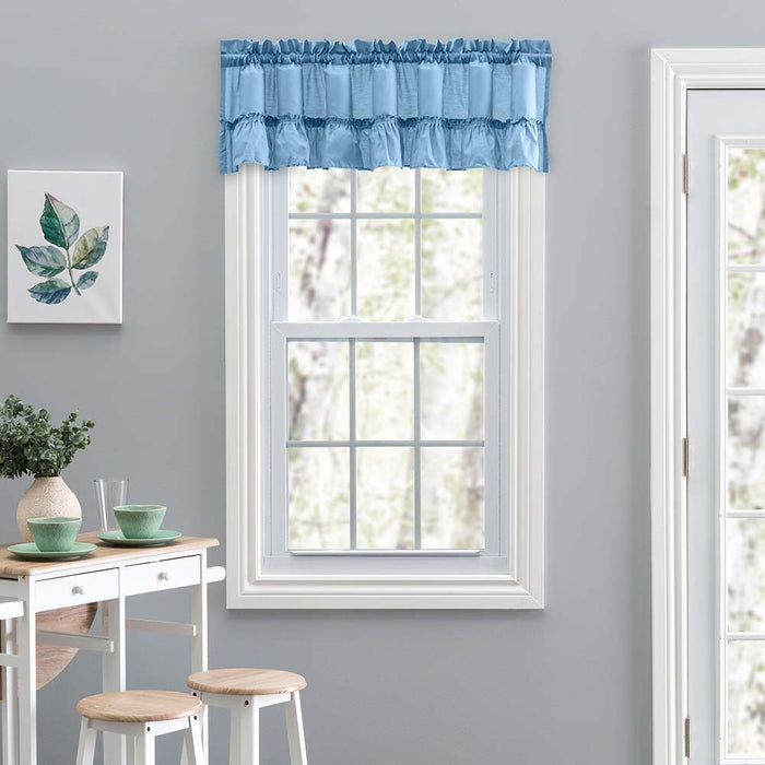 Ellis Stacey 1.5" Rod Pocket High Quality Fabric Solid Color Window Ruffled Filler Valance 54"x13" Slate