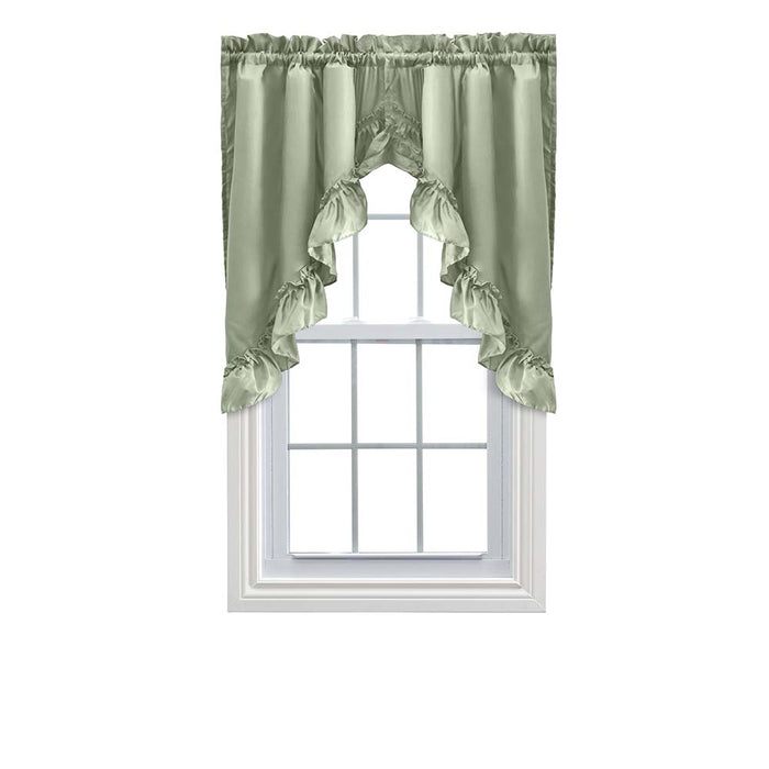 Ellis Stacey 1.5" Rod Pocket High Quality Fabric Solid Color Window Ruffled Swag 60"x38"