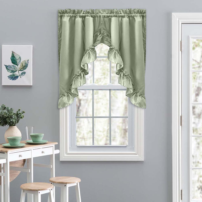 Ellis Stacey 1.5" Rod Pocket High Quality Fabric Solid Color Window Ruffled Swag 60"x38"