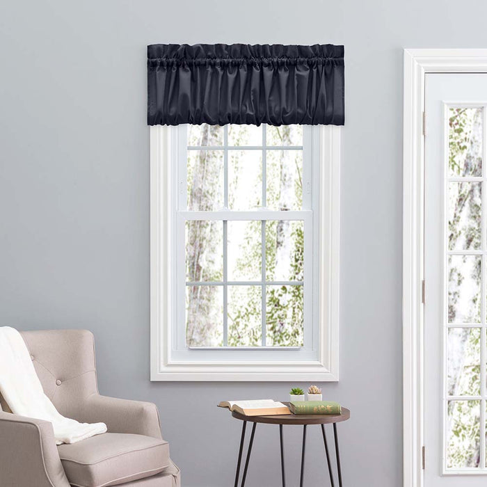 Ellis Stacey 1.5" Rod Pocket High Quality Fabric Solid Color Window Balloon Valance 60"x15" Navy