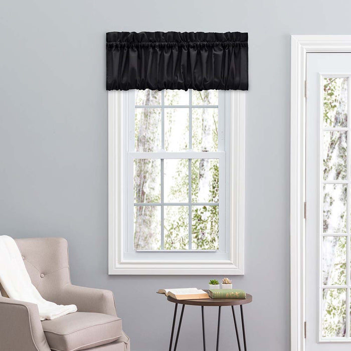 Ellis Stacey Solid Color Window 1.5" Rod Pocket High Quality Fabric Balloon Valance 60"x15" Black