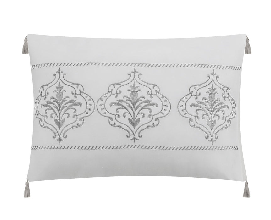 NY&C Home Artista 9 Piece Cotton Blend Comforter Set Jacquard Geometric Pattern Design Bed In A Bag Bedding - Sheets Pillowcases Decorative Pillows Shams Included, Queen, Grey - Queen