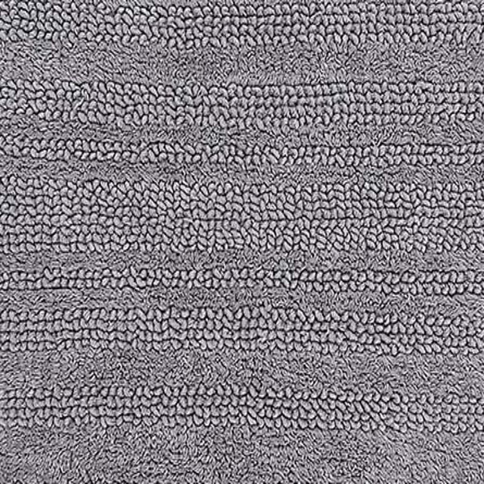 Knightsbridge Luscious Textured Striped All Season Soft Plush Cotton Reversible & Soft Bath Rug 21" X 34" Silver - 21" X 34"