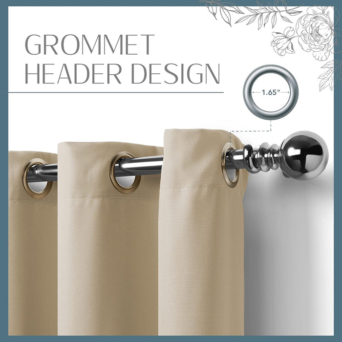 Elrene Home Fashions Connor Solid Light Filtering Single Grommet Curtain Panel 52" x 108" Taupe