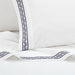 Chic Home Arden Organic Cotton Sheet Set Solid White With Dual Stripe Embroidery Zig-Zag Details - Includes 1 Flat, 1 Fitted Sheet, and 2 Pillowcases - 4 Piece - Queen 90x102, Navy - Queen