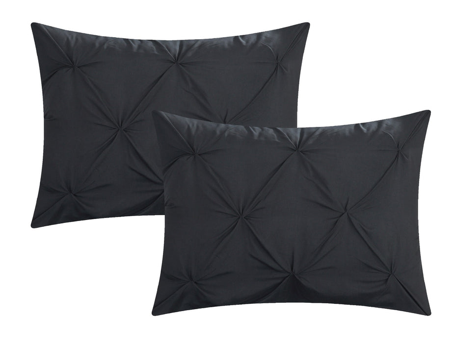Chic Home Mycroft Pinch Pleated Ruffled Bed In A Bag Soft Microfiber Sheets 10 Pieces Comforter Decorative Pillows & Shams - King 104x90, Black - King
