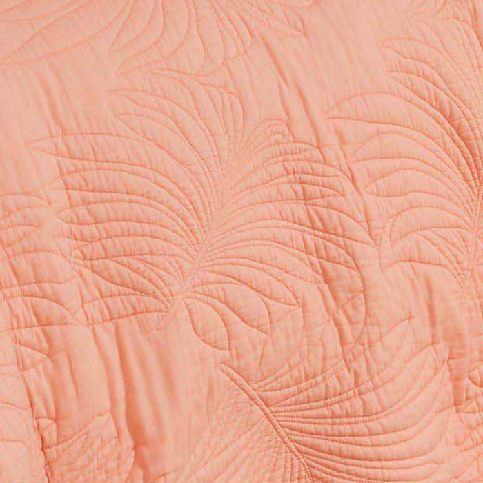 Greenland Home Fashions Palm Coast Finely Stitched Quilt Set Classic Solid Color Style 3-Piece Full/Queen Coral - Full/Queen